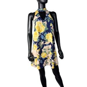 Lulus Floral Print Halter Neck Sleeveless Mini‎ Dress - Size Small